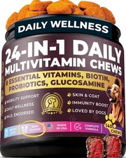 24-in-1 Multivitamin Treats Chews for Dogs, Beef Flavor, Made In USA, 140 Ct