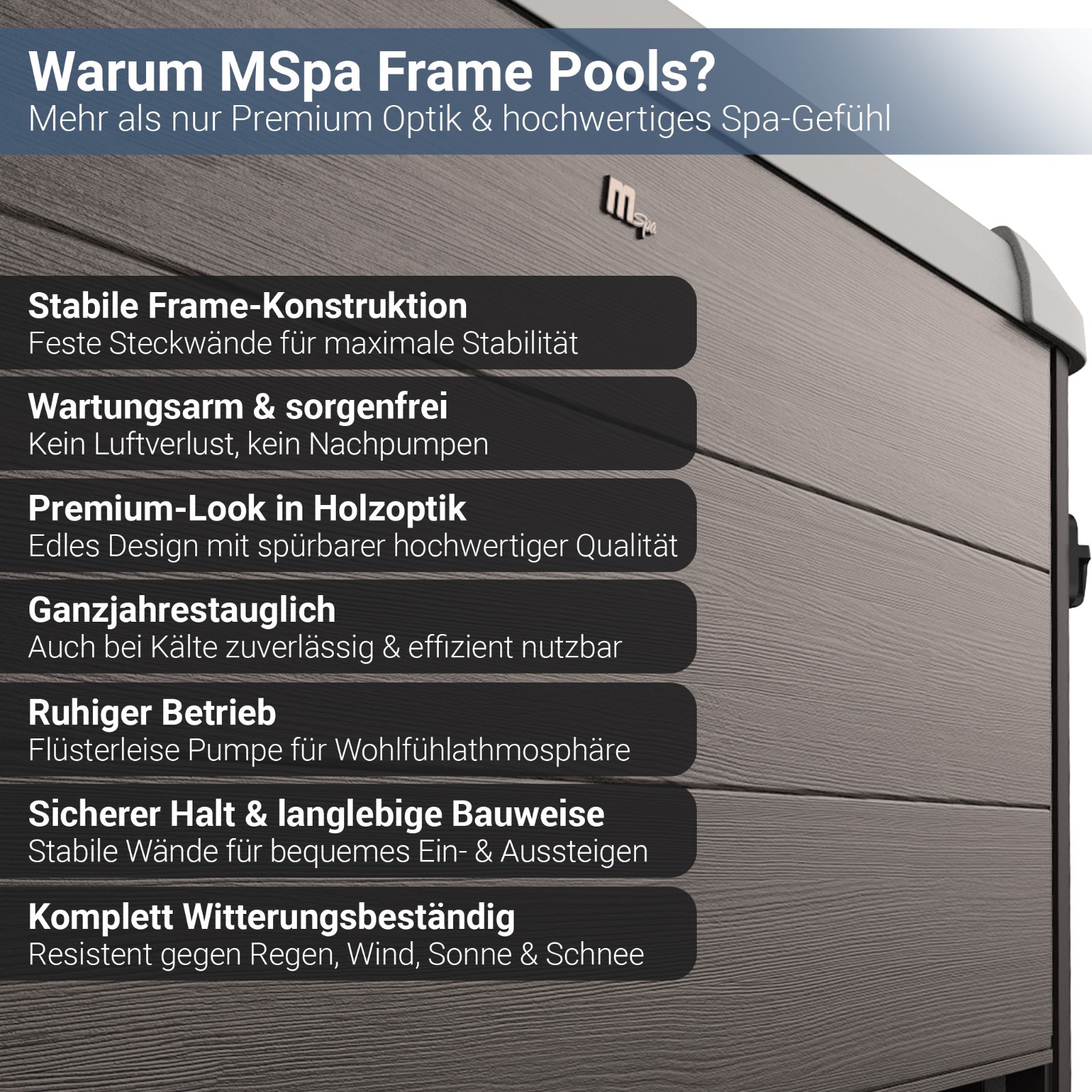MSpa Outdoor Whirlpool Frame Tribeca mit App Steuerung Pool 6 Personen 160x65 cm