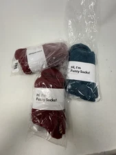 Shapermint Fuzzy Socks LOT OF 3 (1 TEAL, 2 RED) NWT