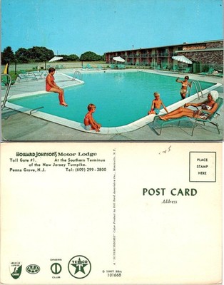 Vintage Poolside Postcard at Howard Johnsons Motor Lodge New Jersey