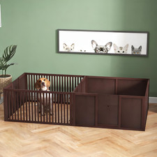 Large Dog Whelping Box 2 Room MDF Wooden Airflow Design w/ Removable Panels