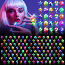 Party Favors 200 Pcs Light up Rings, Glow in the Dark Party Supplies, 6 Style Fl