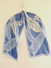 Georgiou Italian Scarf Blue Floral Paisley VTG Hair Handbag Editorial Coastal