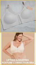 Luna Hug-Embrace Your Curves-Front Closure Beige Bra-Size 4X-Posture Support NWT