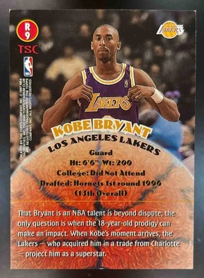 1996-97 Topps Stadium Club Kobe Bryant Rookies #R9 RC Los Angeles 