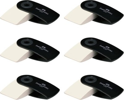 Faber-Castell Radiergummi Hülle Mini schwarz 6er Pack PVC-frei für Bleistift