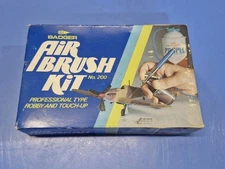 Badger Air Brush Kit No.200 Vintage Hobby Airbrush Set w/ Jars Hose Untested 