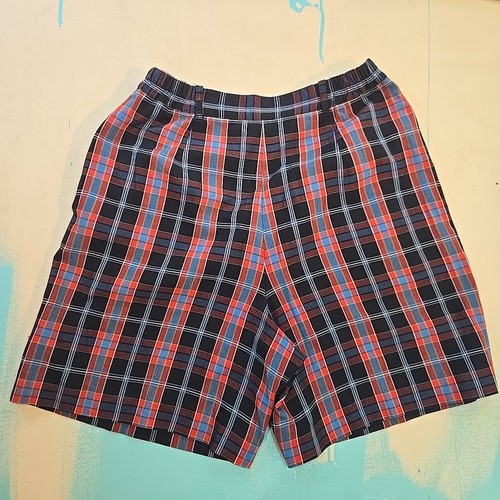VTG Tail Women's High Waist Shorts 12 Plaid Red Blue Pleated Made USA 1990s Golf - Bild 7 von 7