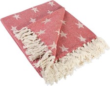 4TH of July Patriotic Throw Blanket W/ Decorative Tassles Use Chair Couch Bed