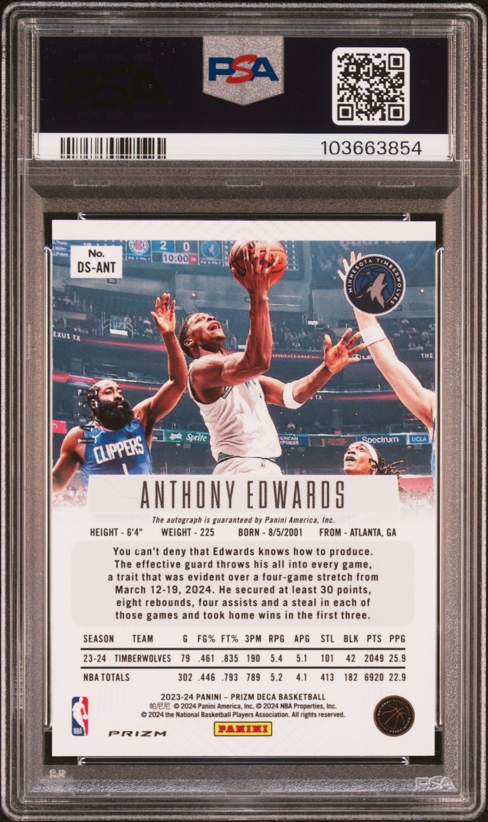 2023 Panini Deca Anthony Edwards #DSANT Green Shimmer FOTL Auto #/25 PSA 10 🔥 view 2