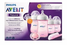 Avent Philips Natural Set Newborn 0m+ Biberon Rosa + Succhietto e Spazzola