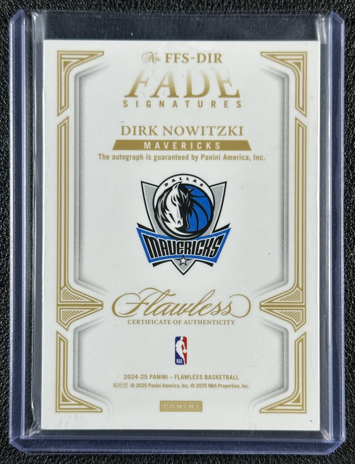 DIRK NOWITZKI 2024-25 PANINI FLAWLESS FADE SIGNATURES AUTO RUBY 13/15 MAVS view 2
