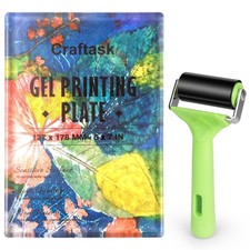 Reusable Gel Printing Plate - 5" X 7" Gel Plate with Press Rubber Brayer Roll...