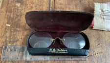 ANTIQUE PINCE-NEZ BI-FOCAL SPECTACLES - ORIGINAL CASE - 12k