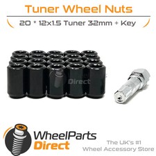 Wheel Nuts Tuner Black for Chrysler Voyager [GS] 96-00 on Aftermarket Wheels