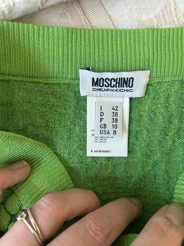 Vintage Y2K Moschino Cheap And Chic Knit Mini Skirt Crocodile 8 Italy Designer - Image 4 of 4