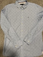 Tommy Hilfiger Men's Slim Fit Stretch Long sleeve Collared Shirt Blue Plaid NEW
