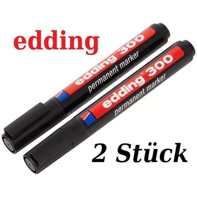 2 Stück *** Edding 300 - Permanent Marker *** Schwarz / Wasserfest - NEU