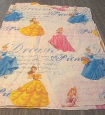 Walt Disney Princess Belle Aurora Cinderella Twin Size Flat Bed Sheet Pink