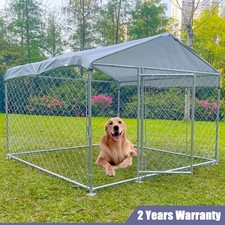 6.5x6.5ft Metal Outdoor Pet Dog House w/ Cover Dog Kennel Shade Cage Playpen