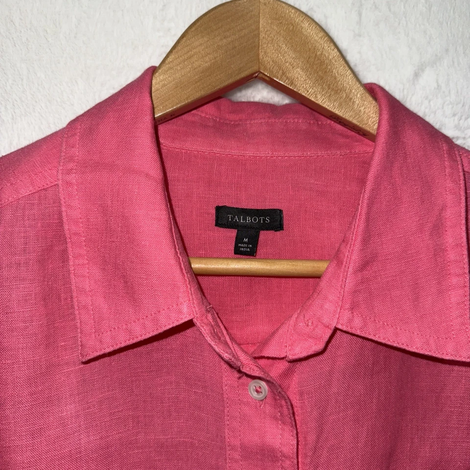 Talbots льняная рубашка на пуговицах с длинным рукавом средний розовый классический Coastal Vaca - Изображение 2 из 4