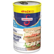  4 Pack Swanson White Premium Chunk Canned Chicken Breast in Water, 4.5 Oz