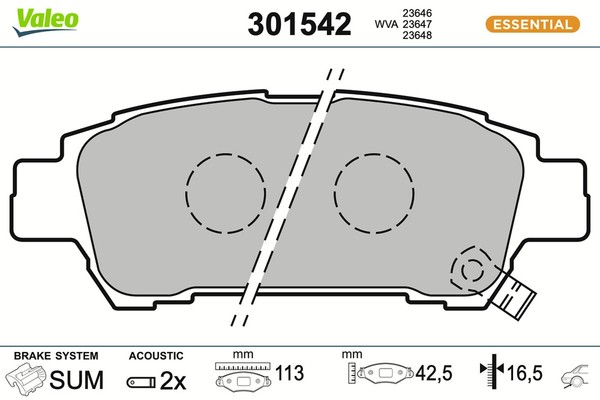 Valeo Bremsbelagsatz Scheibenbremse Essential 301542 FüR Toyota Avensis Sienna 2-image