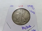 N18 USA 1938-D Silver Walking Liberty Half Dollar Key Date VF