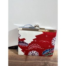 Japanese Bingata coin purse / wallet with kiss clasp bright colorful floral New