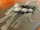 SIGNED Steve Madden chunky Silver Tone fringe necklace statement 4” tassels boho — photo 5
