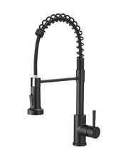 Black Kitchen Faucet,Single Handle Spring Kitchen Faucets with Matte Black