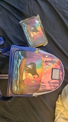 LOUNGEFLY DISNEY POCAHONTAS JUST AROUND THE RIVERBEND BACKPACK with wallet