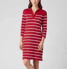 VINEYARD VINES Red & White Stripe Margo Shirt Jersey EasyDress XS Nautical Soft