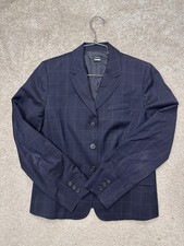J.CREW Women's Blue Windowpane Wool Blazer, Size 10, Fully Lined