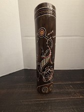 Vintage 12"Hollowed Wood Didgeridoo Decorated dot painted Australia