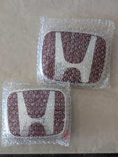 Red Honda H Front Rear Emblem Badge Set 2 Pcs With Mounting Pins New