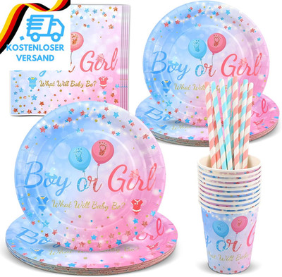 Gender Reveal Partygeschirr Party Deko Baby Shower Für 10 Gäste Partyteller Bech