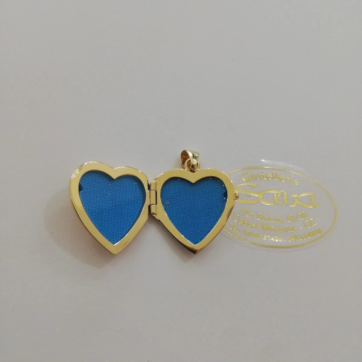 Charm Portafoto Metà Cuore Apribile In Ottone Dorato - 25x15mm