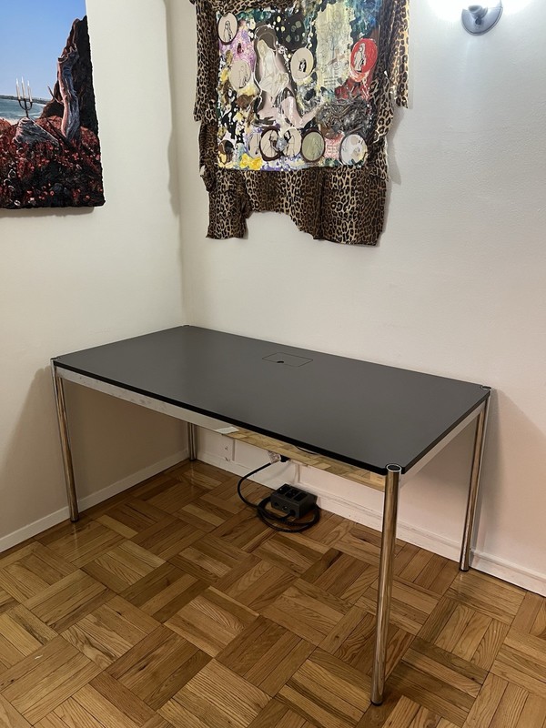 USM Haller T59 Desk with Cord Flap in Anthracite Laminate