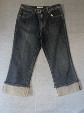 Chico's Platinum Dark Wash Denim Jean Capri Cuffs Women's Size 1 US Size 8