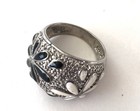 Vintage Signed 925 Sterling Silver Black/White Enamel Flower Ring Size 7 — photo 5