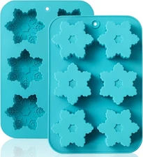 HKNMTT Snowflake Christmas Silicone Mold 12 Cavity for Holiday Soap Blue 