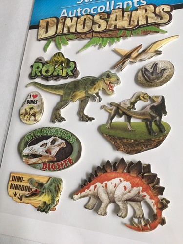 10 Count New Pack of Dinosaur POP-Up 3D Dimensional Stickers - Picture 2 of 6