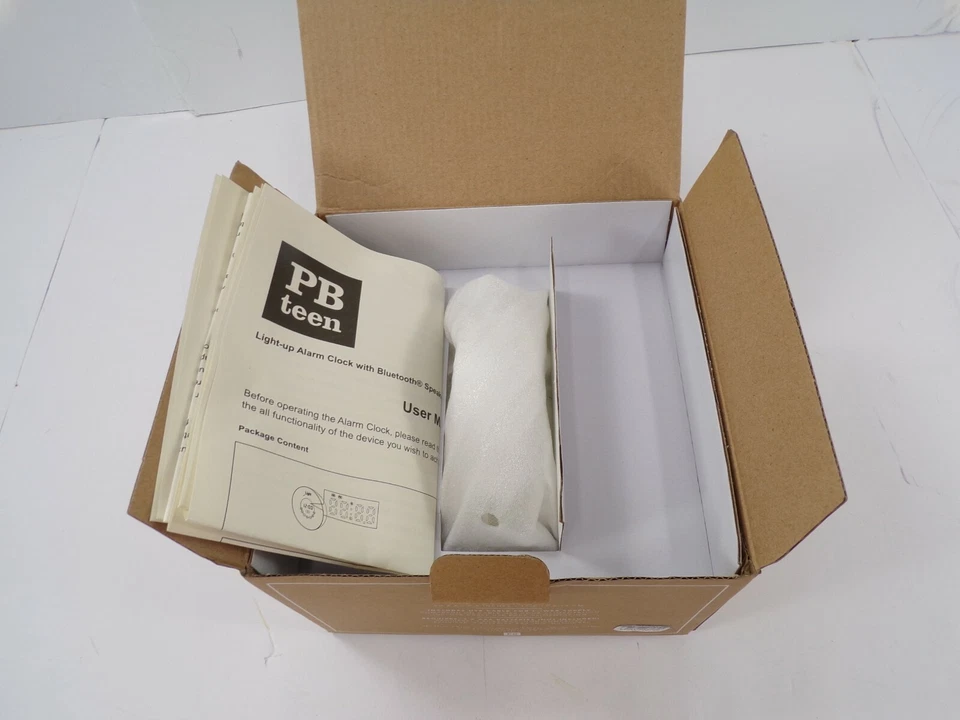 Pottery Barn Round Light Up Alarm Clock Bluetooth Waterproof 9x9x 2" White #A1 - Image 2 of 4