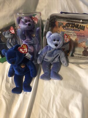 Ty beanie babies, Clubby I, II, IV, jungles 4, and membership vinyl case