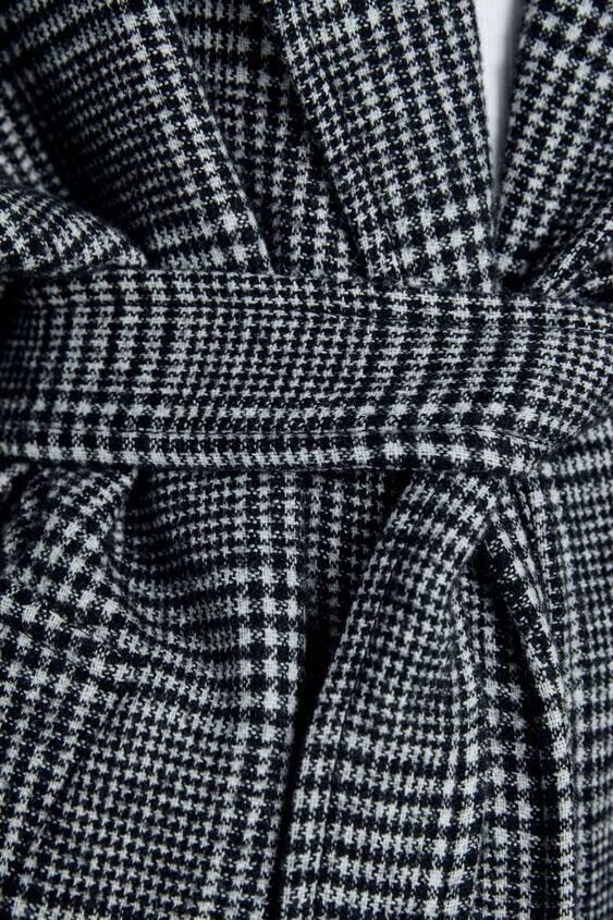 ジャケット・アウター URU WOOL CHECK BELTED COAT Zara Woman Manteco Wool Check Coat With Belt Ref 2144/494