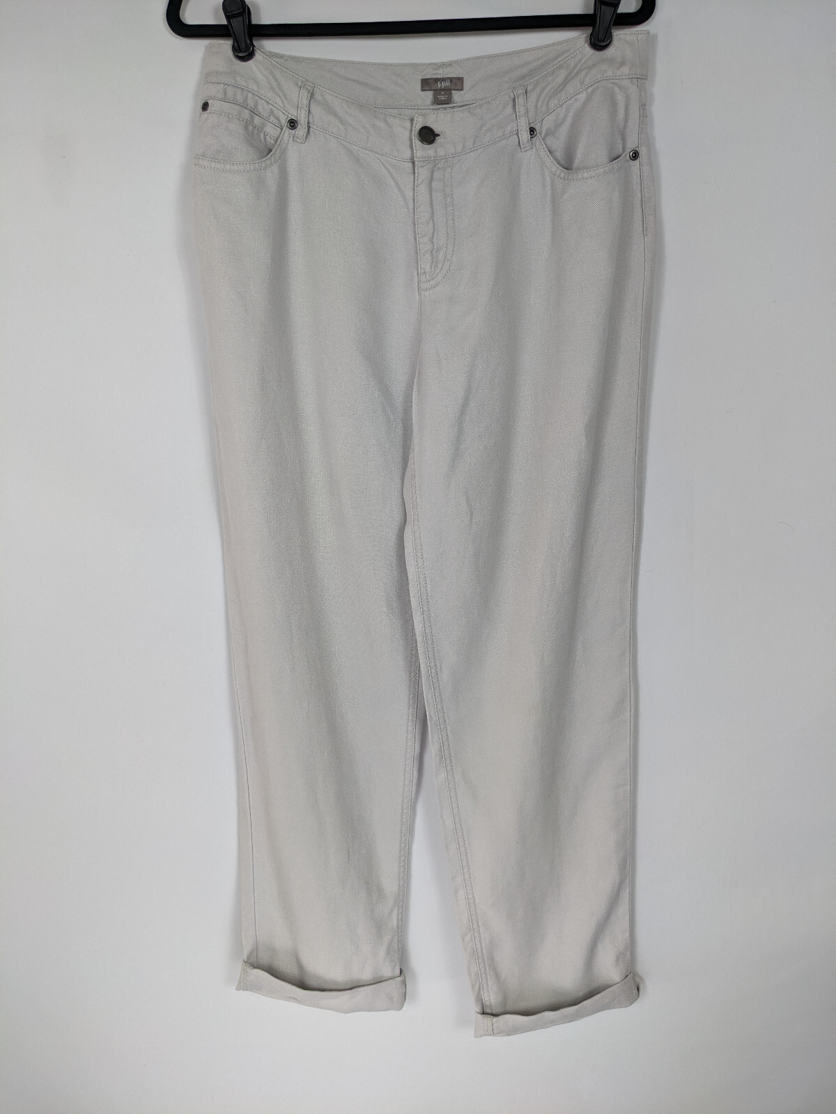 J Jill Linen Pants Light Grey 8 Five Pocket Style Pockets