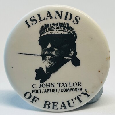 C John Taylor Poet Artist Composer Islands of Beauty 1978 Record Promo Pin Badge
