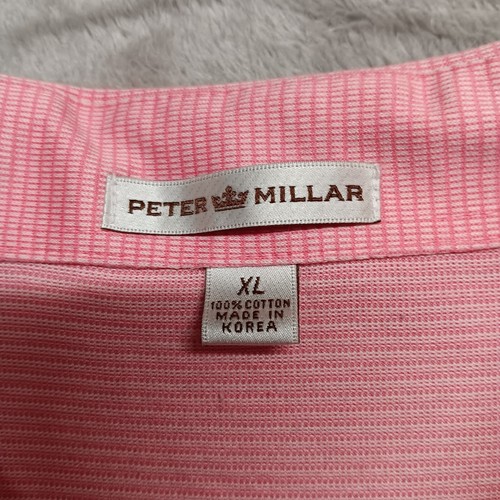 Peter Millar Bali Hai Logo Golf Polo Shirt Pink Geometric Design Stripes Men XL - Picture 4 of 12