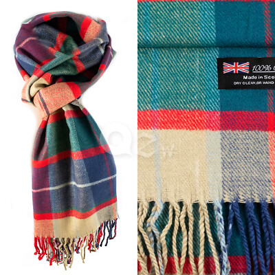 Mens Womens Winter Warm SCOTLAND Made 100% CASHMERE Scarf Scarves Plaid Wool